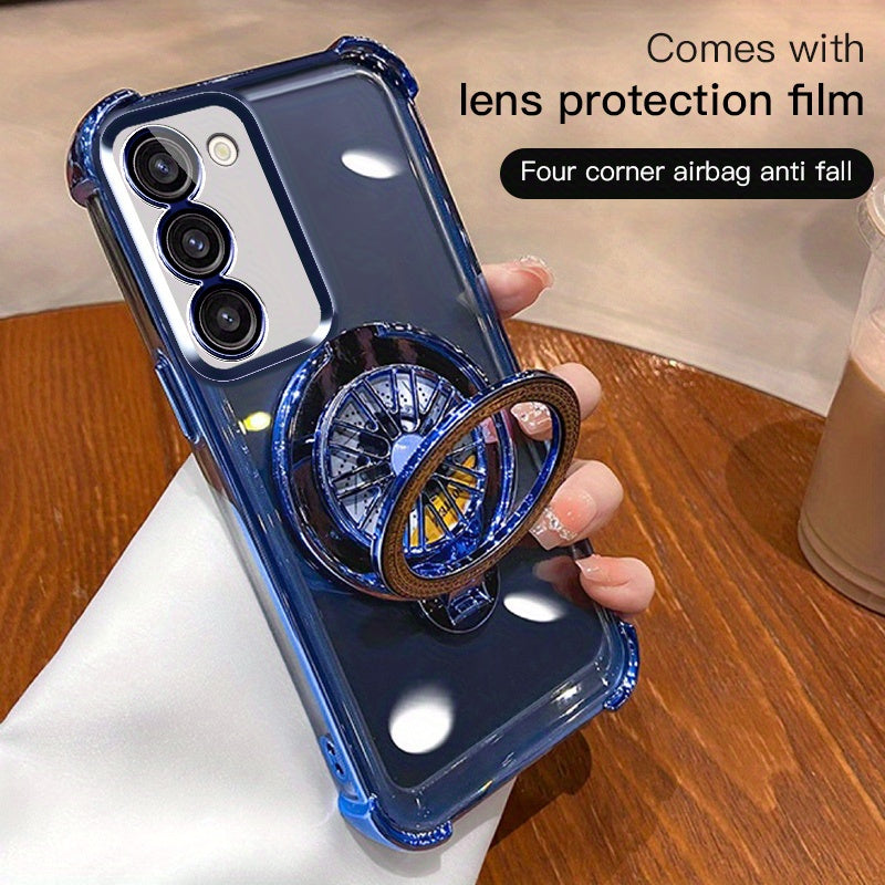 Galaxy S20 S21 S22 S23 S24 5G Ultra Plus Phone Case with Spinning Gyro Electroplating Bracket and Camera Protection