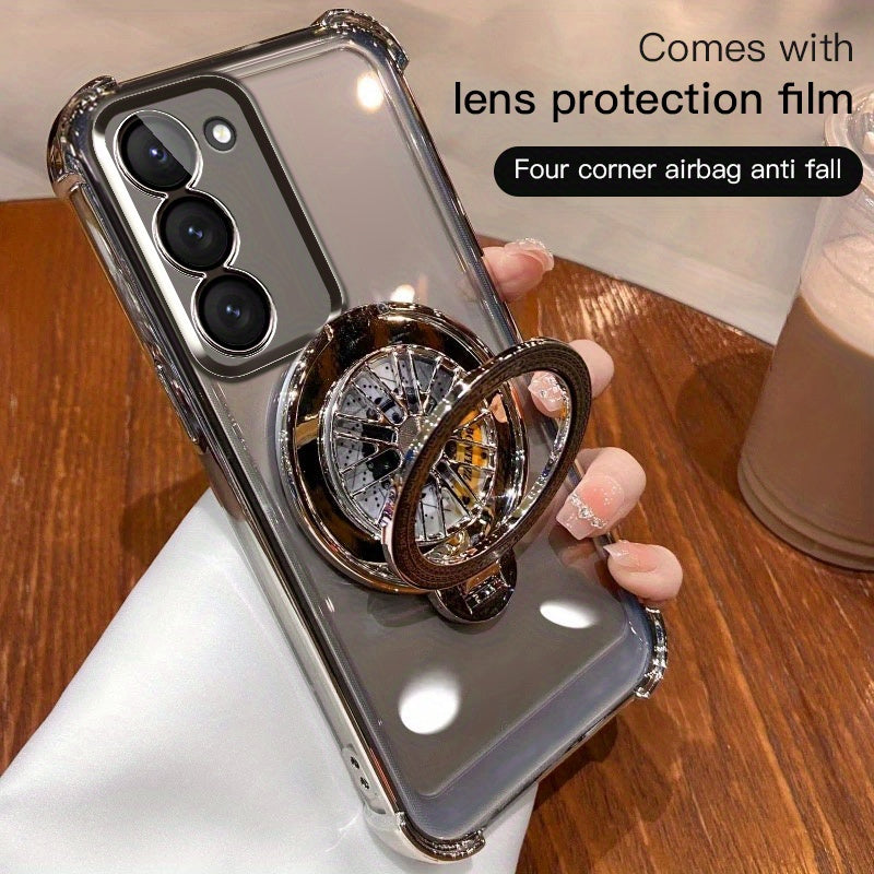 Galaxy S20 S21 S22 S23 S24 5G Ultra Plus Phone Case with Spinning Gyro Electroplating Bracket and Camera Protection
