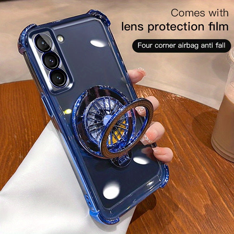 Galaxy S20 S21 S22 S23 S24 5G Ultra Plus Phone Case with Spinning Gyro Electroplating Bracket and Camera Protection