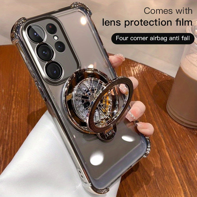 Galaxy S20 S21 S22 S23 S24 5G Ultra Plus Phone Case with Spinning Gyro Electroplating Bracket and Camera Protection