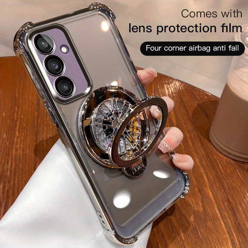 Galaxy S20 S21 S22 S23 S24 5G Ultra Plus Phone Case with Spinning Gyro Electroplating Bracket and Camera Protection