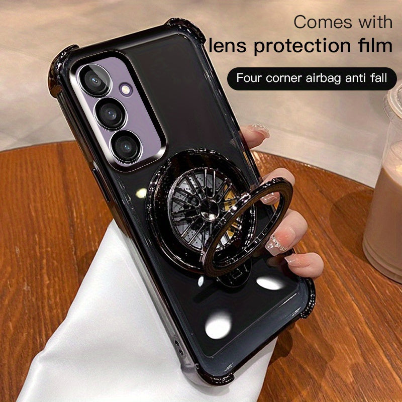 Galaxy S20 S21 S22 S23 S24 5G Ultra Plus Phone Case with Spinning Gyro Electroplating Bracket and Camera Protection