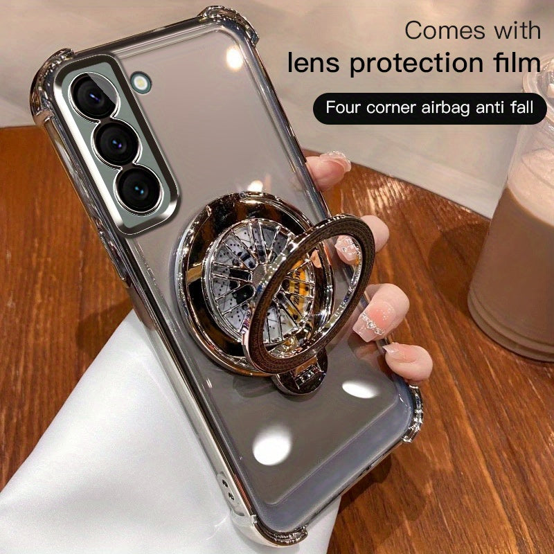 Galaxy S20 S21 S22 S23 S24 5G Ultra Plus Phone Case with Spinning Gyro Electroplating Bracket and Camera Protection