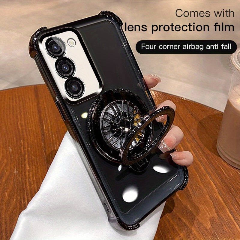 Galaxy S20 S21 S22 S23 S24 5G Ultra Plus Phone Case with Spinning Gyro Electroplating Bracket and Camera Protection
