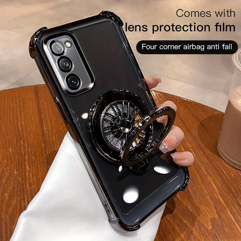 Galaxy S20 S21 S22 S23 S24 5G Ultra Plus Phone Case with Spinning Gyro Electroplating Bracket and Camera Protection