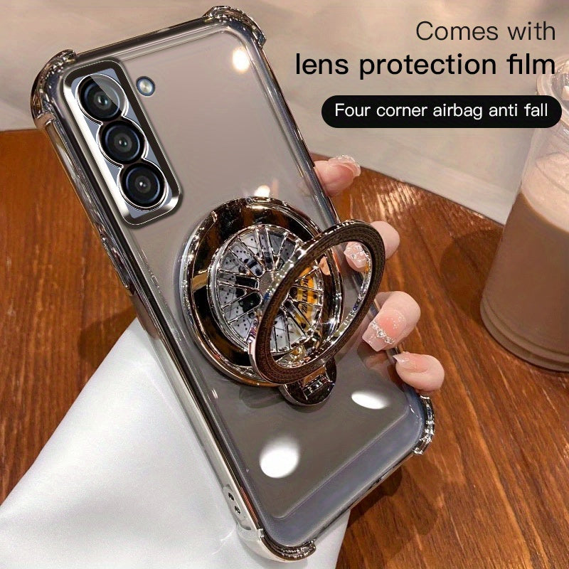 Galaxy S20 S21 S22 S23 S24 5G Ultra Plus Phone Case with Spinning Gyro Electroplating Bracket and Camera Protection