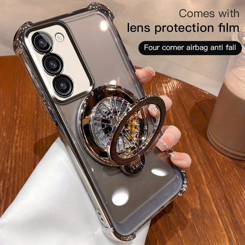 Galaxy S20 S21 S22 S23 S24 5G Ultra Plus Phone Case with Spinning Gyro Electroplating Bracket and Camera Protection