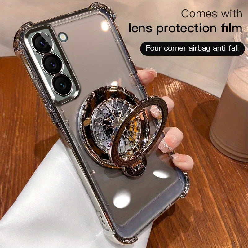 Galaxy S20 S21 S22 S23 S24 5G Ultra Plus Phone Case with Spinning Gyro Electroplating Bracket and Camera Protection