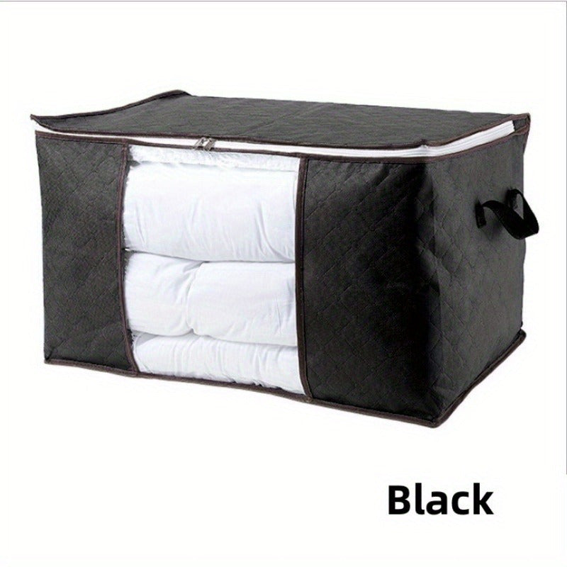 Bolsa de almacenamiento plegable de gran tamaño con asas para edredones y ropa de cama, organizador de tela resistente con cremallera reforzada