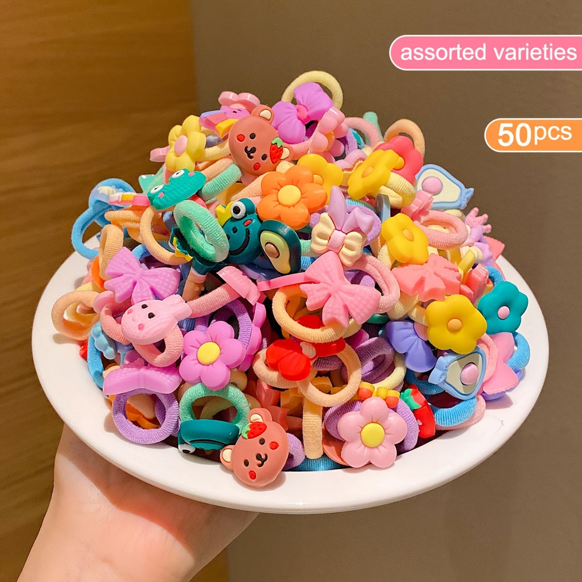 50 ярких мультяшных резинок для волос для девочек, праздничный набор из 50 штук