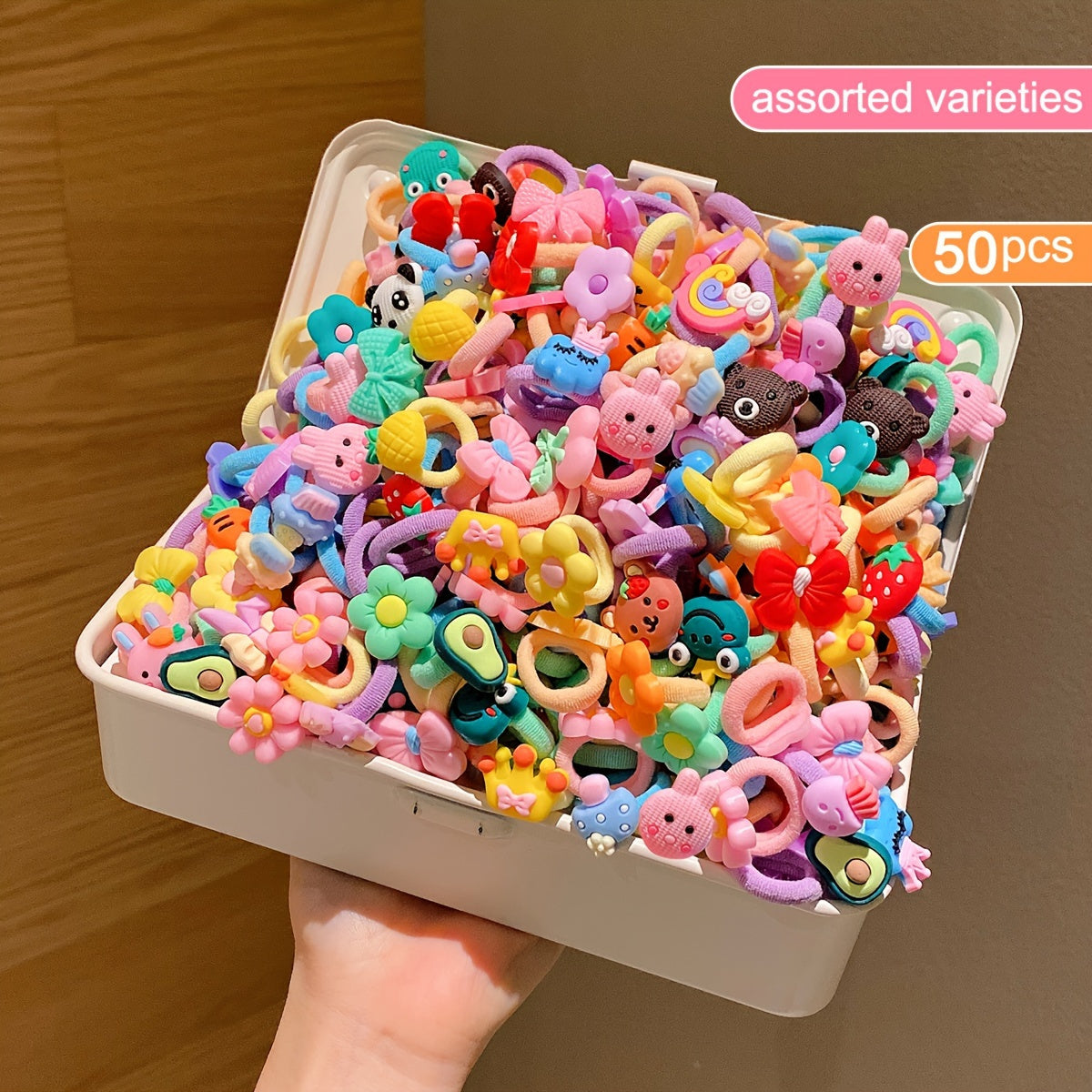 50 ярких мультяшных резинок для волос для девочек, праздничный набор из 50 штук