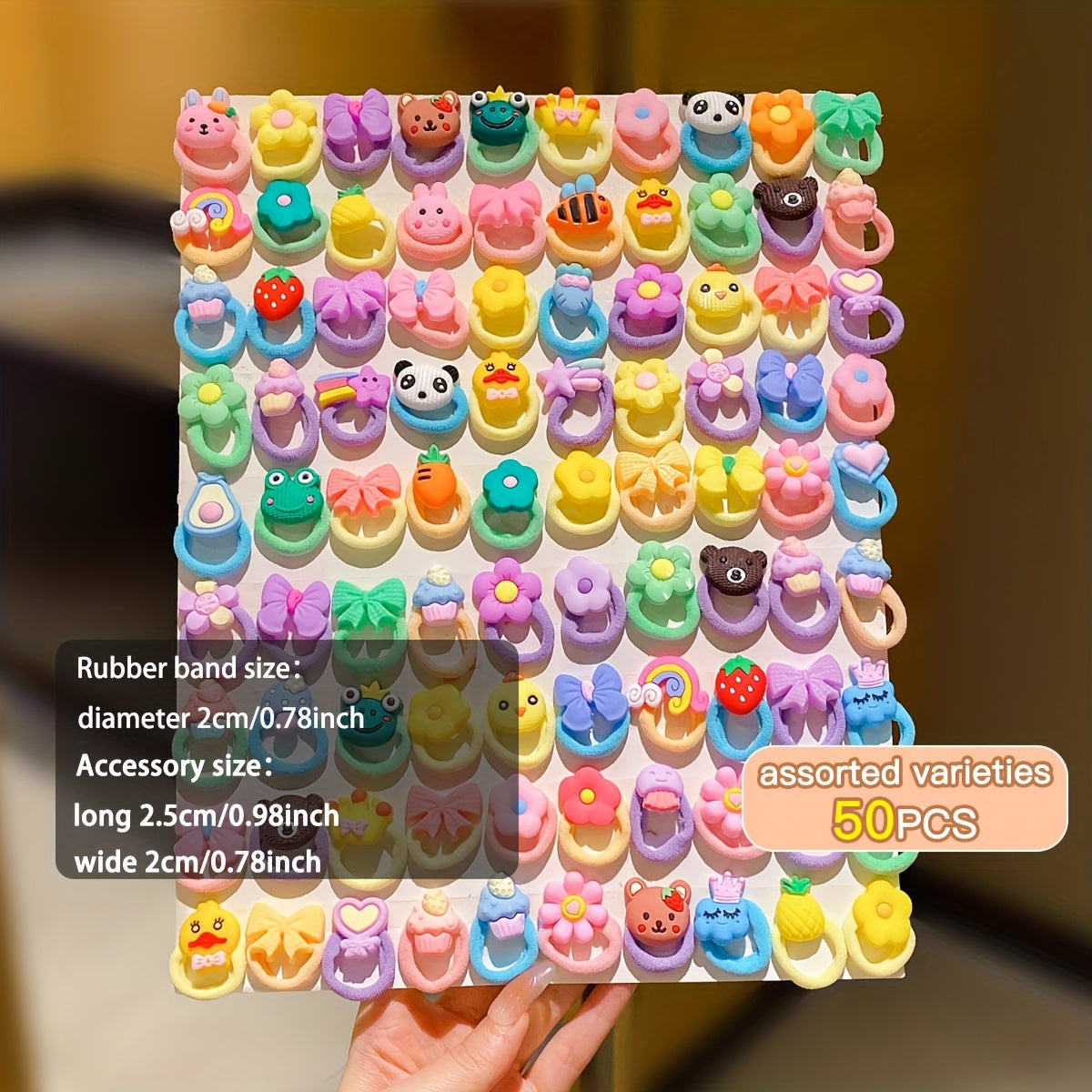 50 ярких мультяшных резинок для волос для девочек, праздничный набор из 50 штук