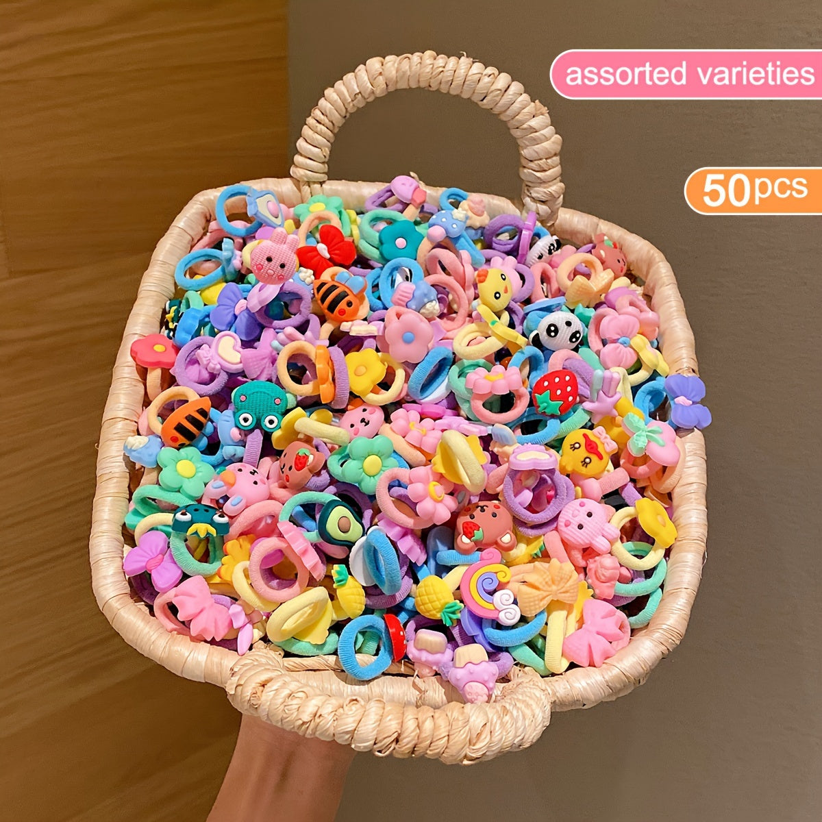 50 ярких мультяшных резинок для волос для девочек, праздничный набор из 50 штук