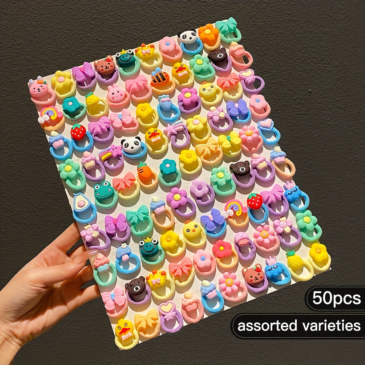 50 ярких мультяшных резинок для волос для девочек, праздничный набор из 50 штук