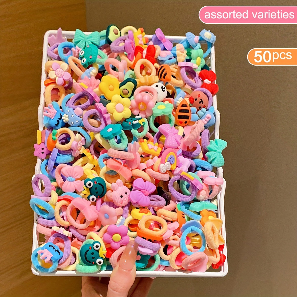 50 ярких мультяшных резинок для волос для девочек, праздничный набор из 50 штук