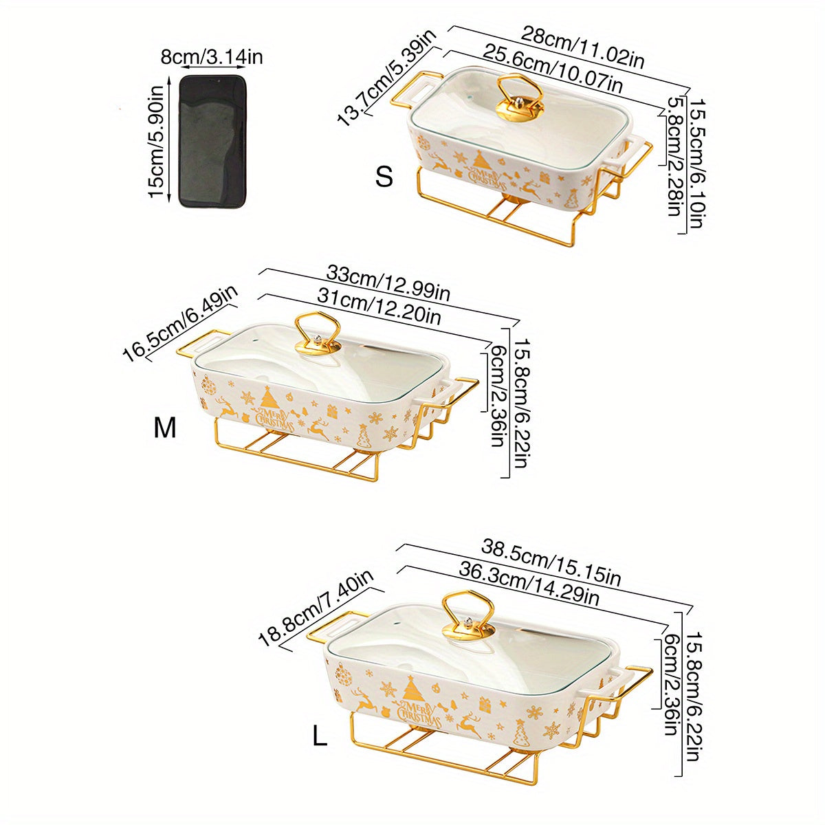 Festive Ceramic Serving Set with Christmas Soup and Griddle Pots and Iron Stand