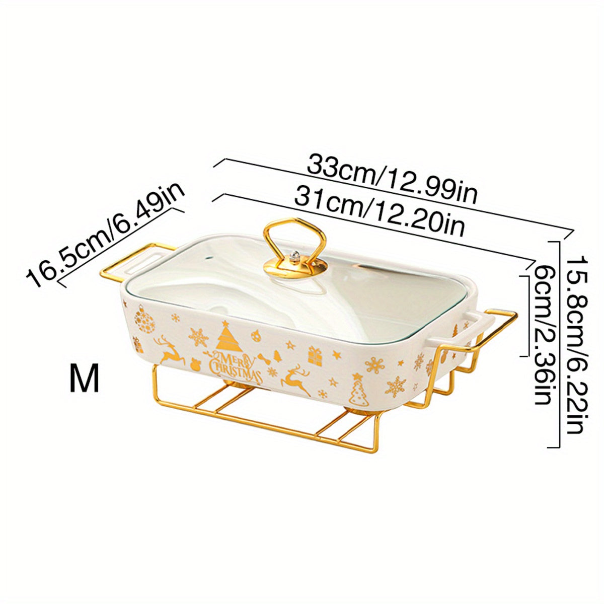 Festive Ceramic Serving Set with Christmas Soup and Griddle Pots and Iron Stand