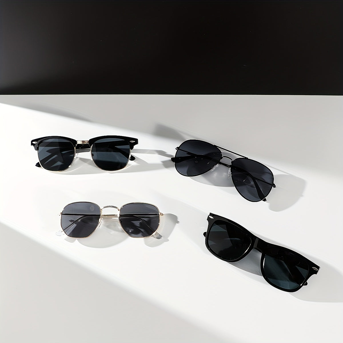 Men's Black Beige Oval Street Casual Glasses Set with 4 Pairs for Daily and Business Use