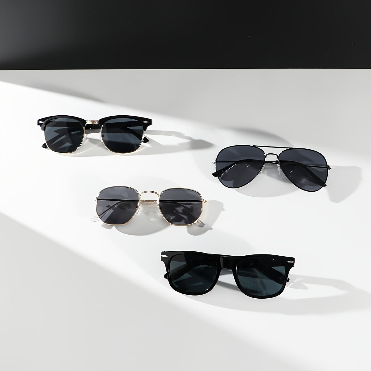 Men's Black Beige Oval Street Casual Glasses Set with 4 Pairs for Daily and Business Use