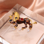 Luxury Lion Brooch Pin Rhinestones Cloud Treading Animal Accessory for Clothing and Accessories