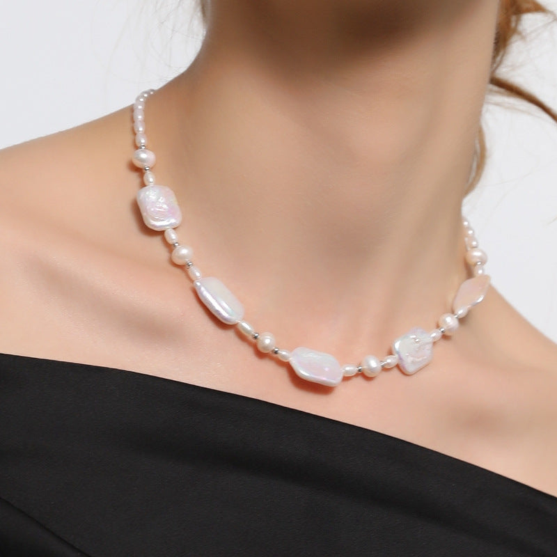 Vintage Style Pearl Necklace with Natural Freshwater Pearls for Weddings and Formal Events
