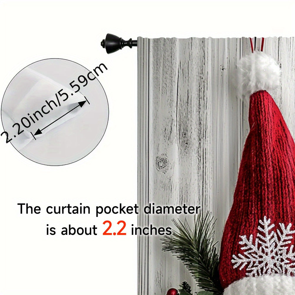 Set of 2 Christmas Gnome Curtain Panels Polyester Digital Print Window Drapes for Living Room Bedroom Kitchen