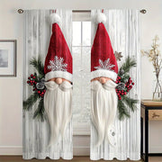 Set of 2 Christmas Gnome Curtain Panels Polyester Digital Print Window Drapes for Living Room Bedroom Kitchen