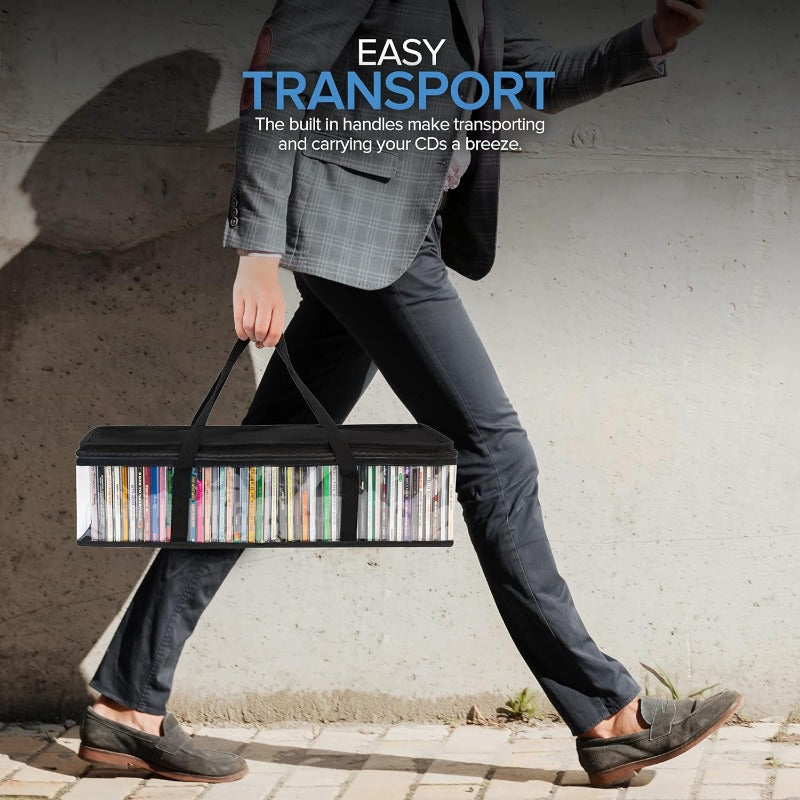 Ikki CD saqlash sumkasi tutqichlar bilan - Shaffof PVC media saqlash - O'yinlar, CDlar, albomlar va kitoblar uchun suv o'tkazmaydigan qop - Uyda yoki olib yurish uchun shaffof plastik sumka