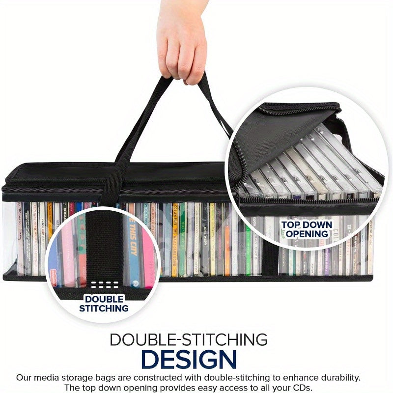 Ikki CD saqlash sumkasi tutqichlar bilan - Shaffof PVC media saqlash - O'yinlar, CDlar, albomlar va kitoblar uchun suv o'tkazmaydigan qop - Uyda yoki olib yurish uchun shaffof plastik sumka