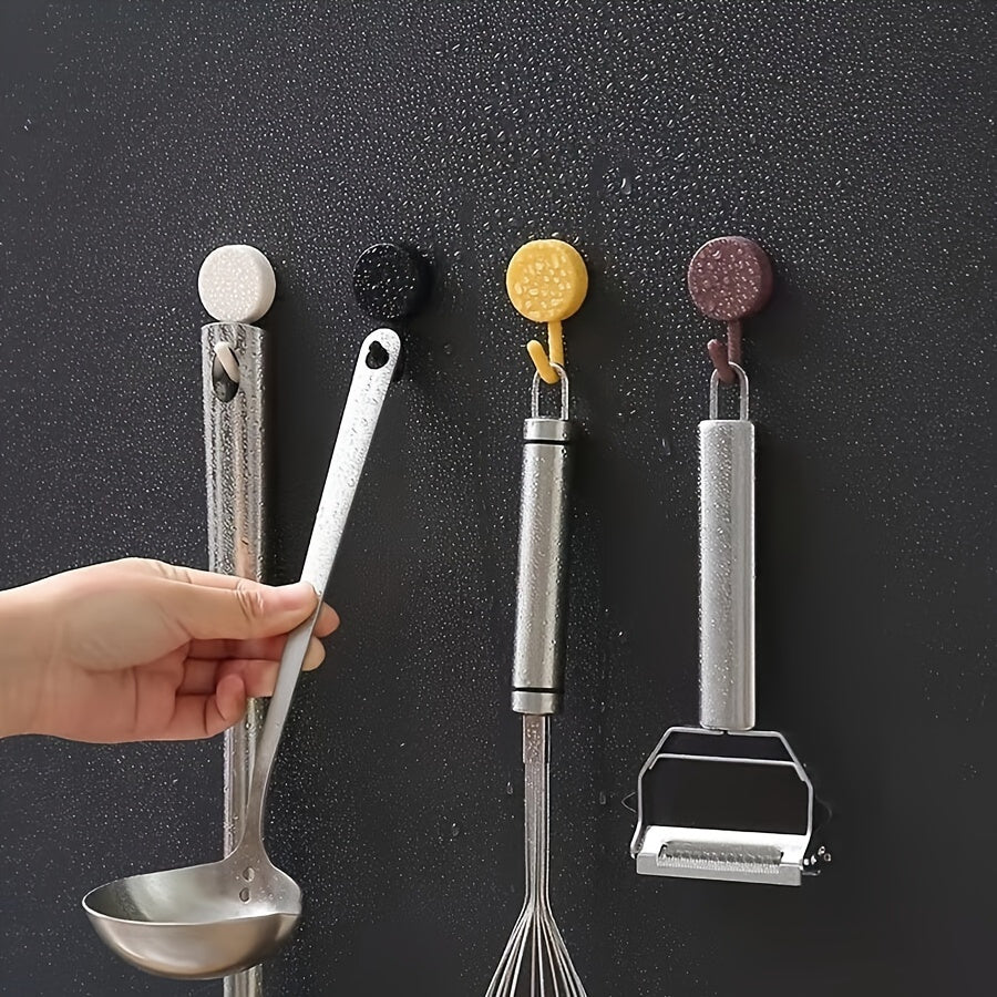 Colorful Adhesive Hooks for Wall Mounting in Kitchen and Bathroom No Drilling Needed
