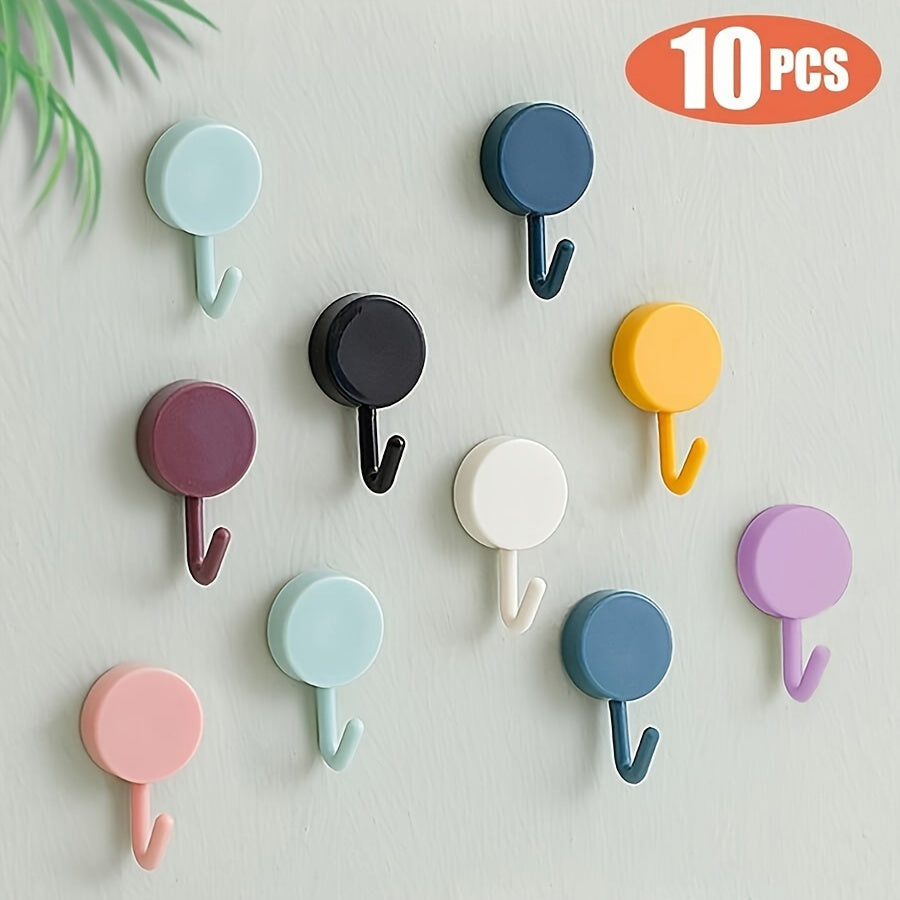 Colorful Adhesive Hooks for Wall Mounting in Kitchen and Bathroom No Drilling Needed