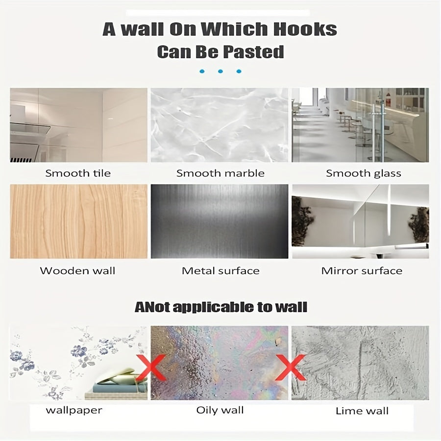 Colorful Adhesive Hooks for Wall Mounting in Kitchen and Bathroom No Drilling Needed