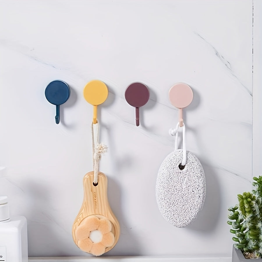 Colorful Adhesive Hooks for Wall Mounting in Kitchen and Bathroom No Drilling Needed