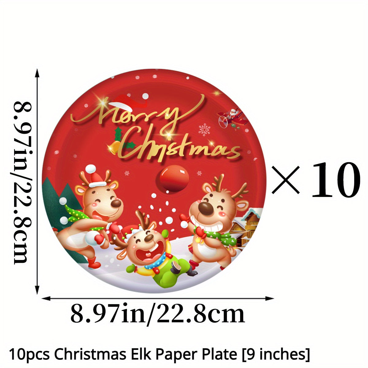 30-Piece Christmas Party Supplies Set with Reindeer Paper Plates and Cups