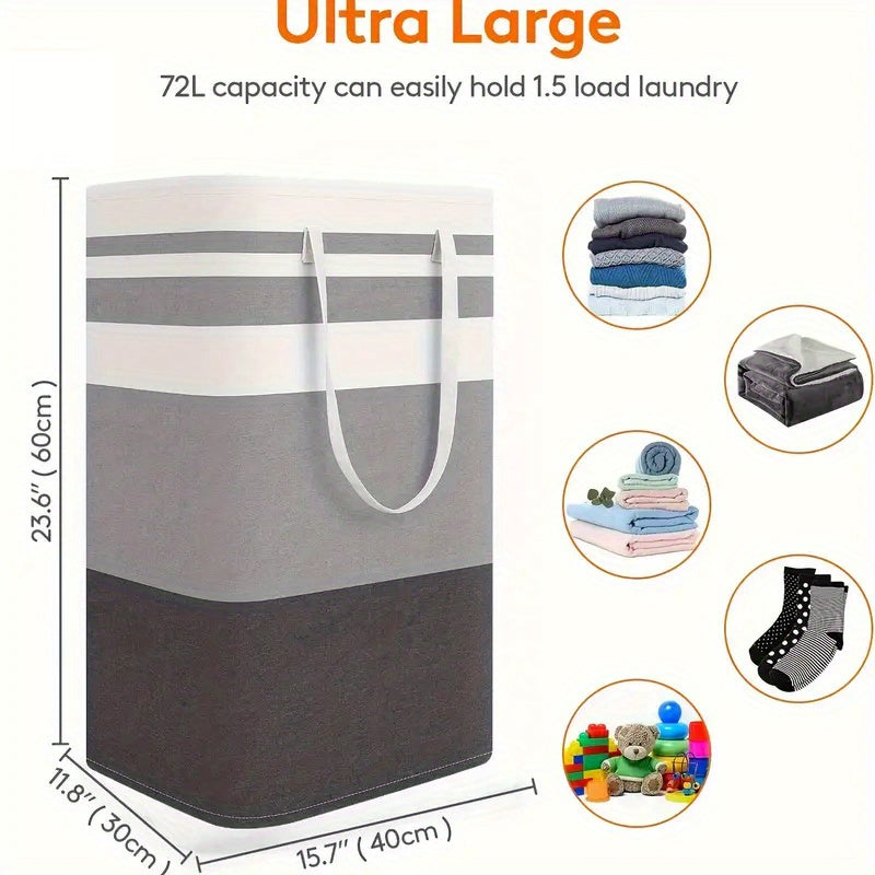 75L Waterproof Nylon Laundry Hamper with Handles Collapsible Storage Basket for Dorms and Home