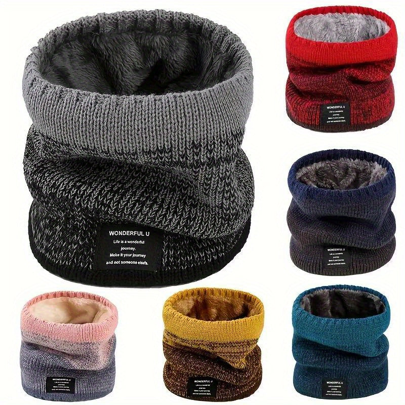 Windproof Warm Knitted Neck Gaiter with Velvet Lining for Autumn Winter