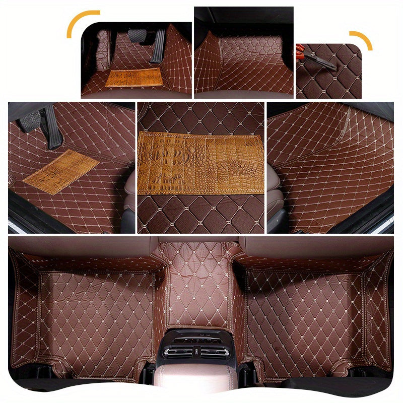 Car Floor Mats Set Luxury PU Leather Waterproof for SUV 5 Seats