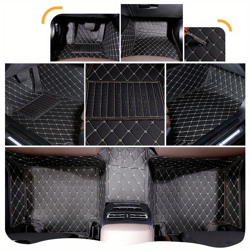 Car Floor Mats Set Luxury PU Leather Waterproof for SUV 5 Seats