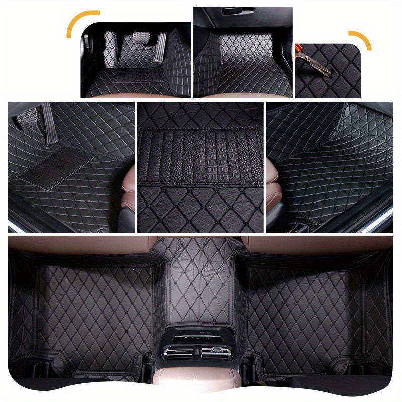 Car Floor Mats Set Luxury PU Leather Waterproof for SUV 5 Seats