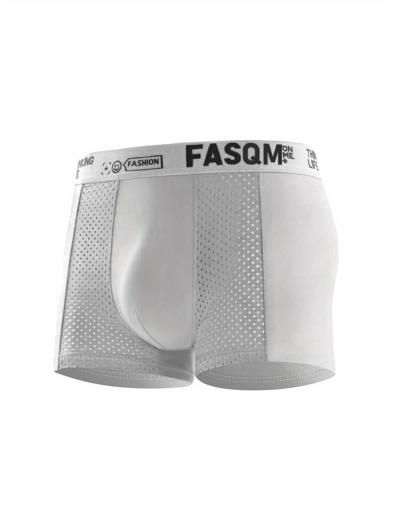 Plus Size Breathable Mesh Boxer Briefs 5-Pack with Solid Colors and Contrast Mesh Details