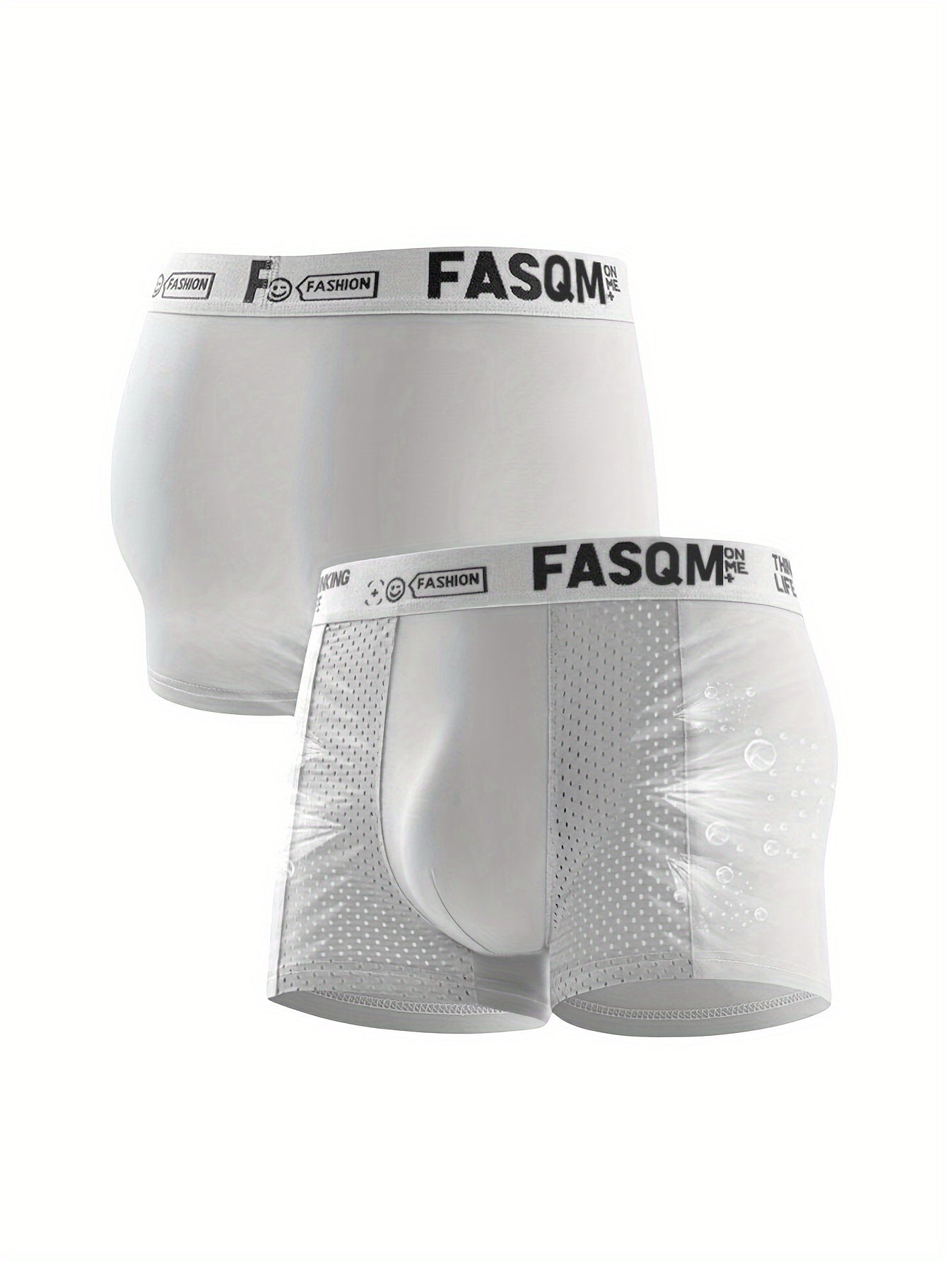 Plus Size Breathable Mesh Boxer Briefs 5-Pack with Solid Colors and Contrast Mesh Details