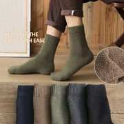 Men's Thick Warm Crew Socks Solid Color Polyester Blend for Fall Winter Set of 4