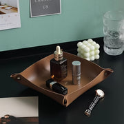 European Leather Desk Organizer for Keys Jewelry and Cosmetics Elegant Home Storage Tray