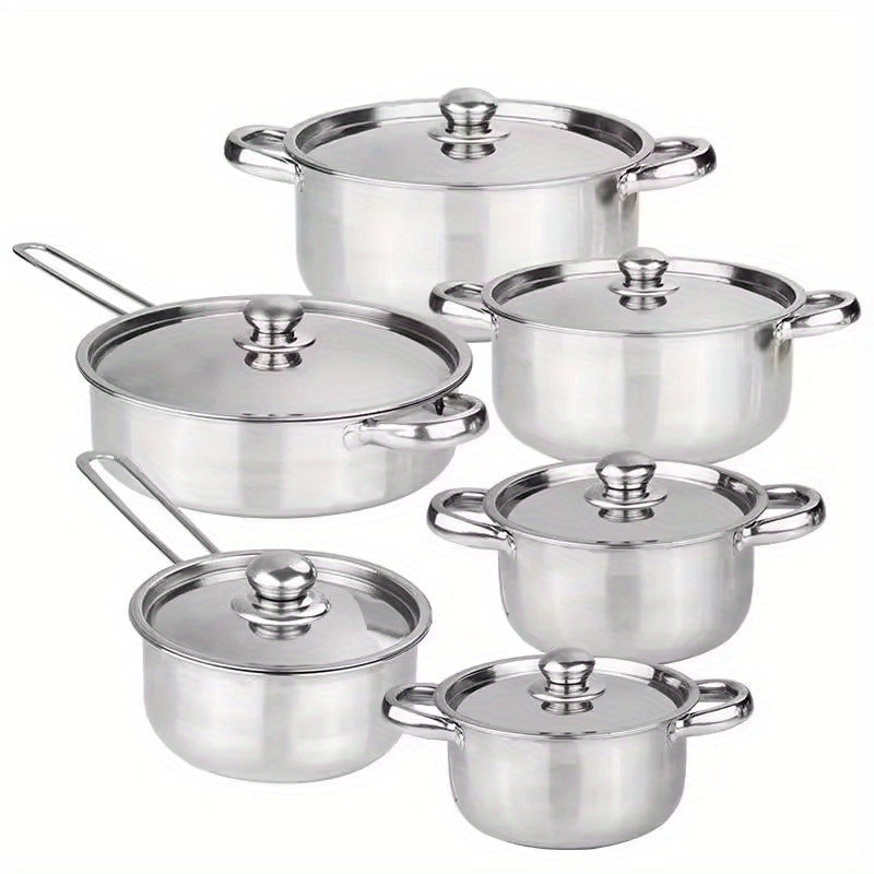 Stainless Steel Cookware Set 12 Pieces for Home and Restaurant Use Durable