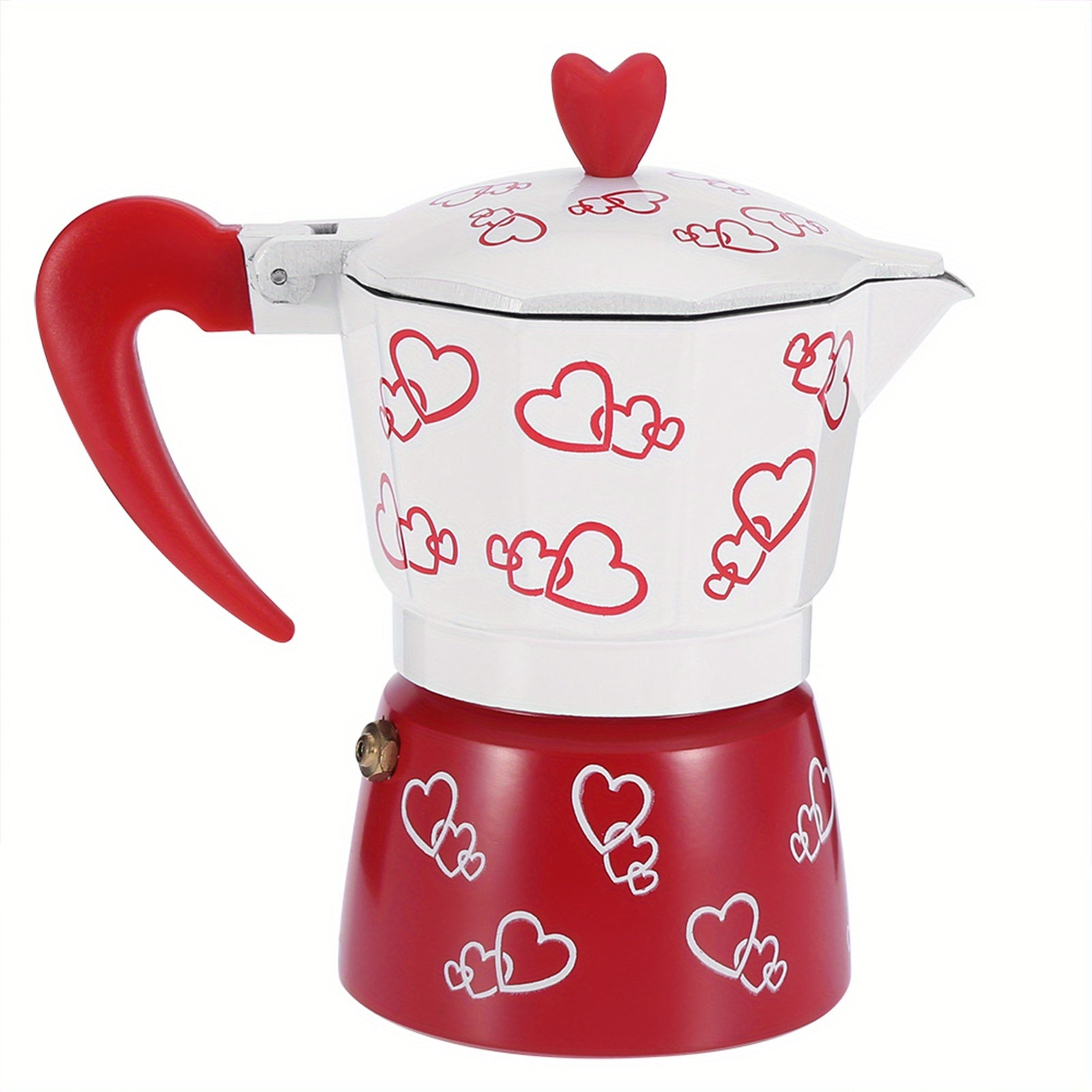 Heart-Shaped Espresso Maker Monochrome Metal Coffee Pot for Gas Electric Stoves