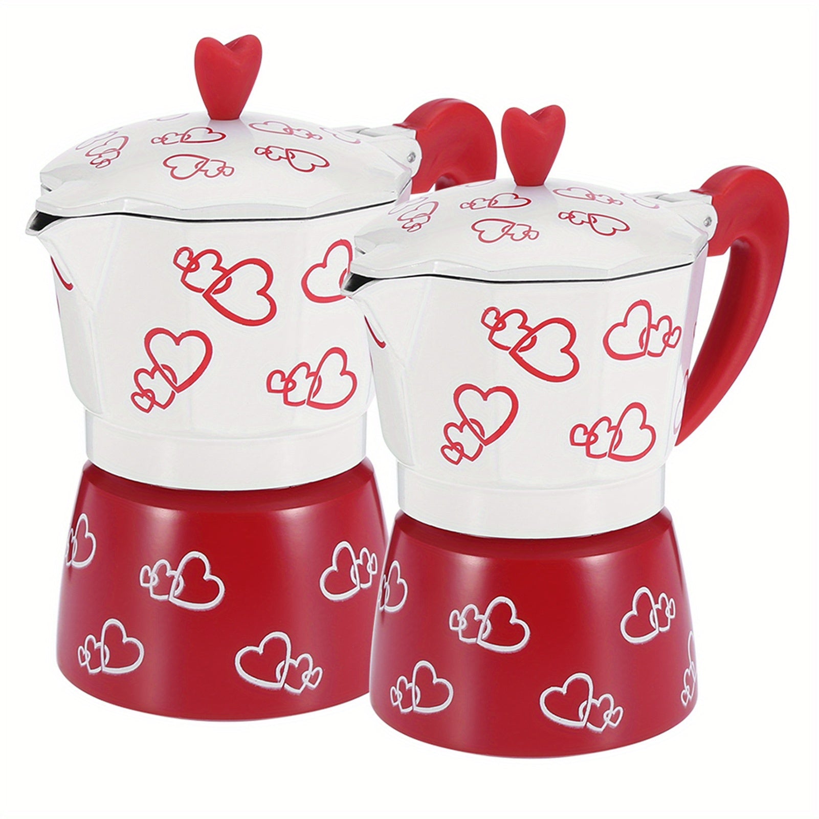 Heart-Shaped Espresso Maker Monochrome Metal Coffee Pot for Gas Electric Stoves