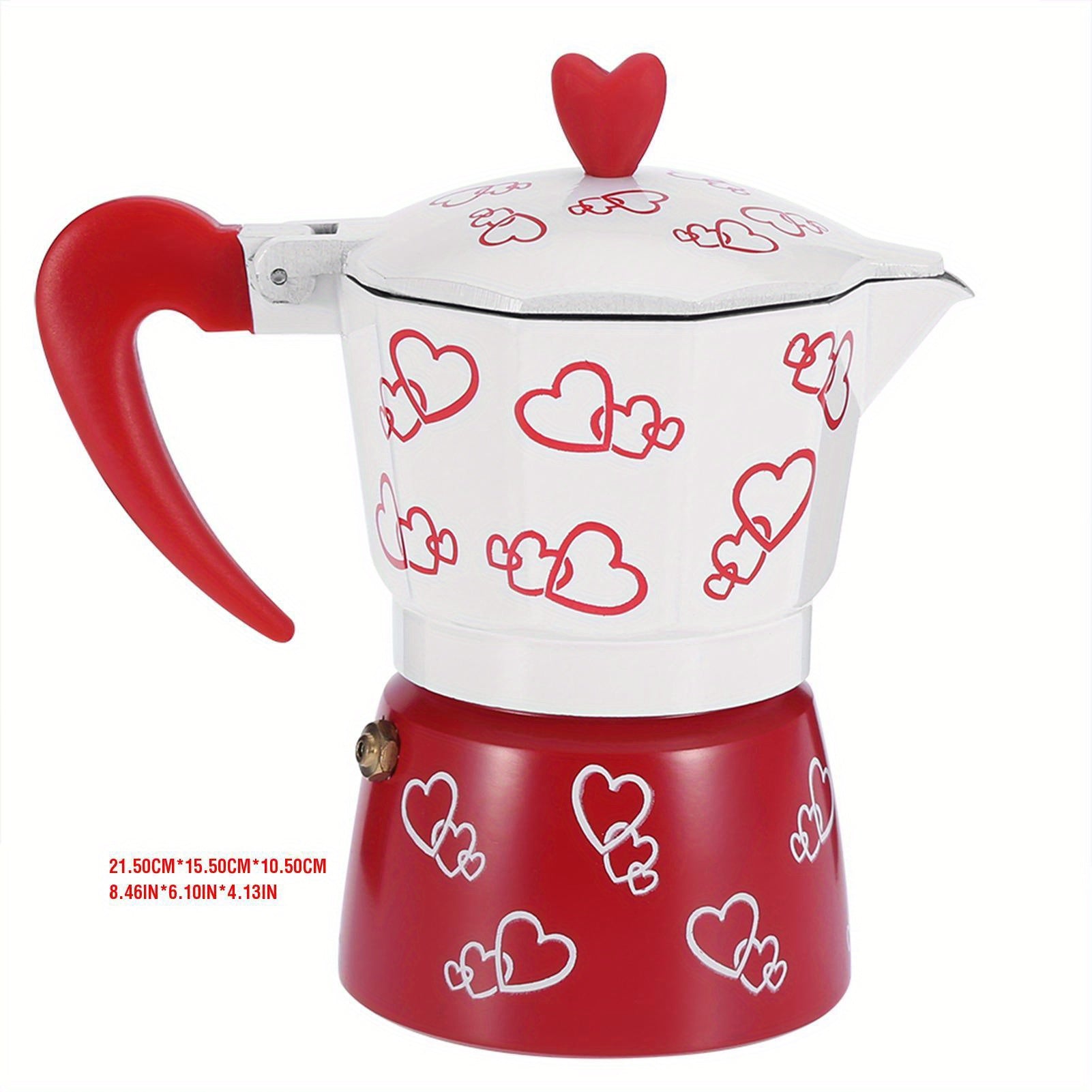Heart-Shaped Espresso Maker Monochrome Metal Coffee Pot for Gas Electric Stoves