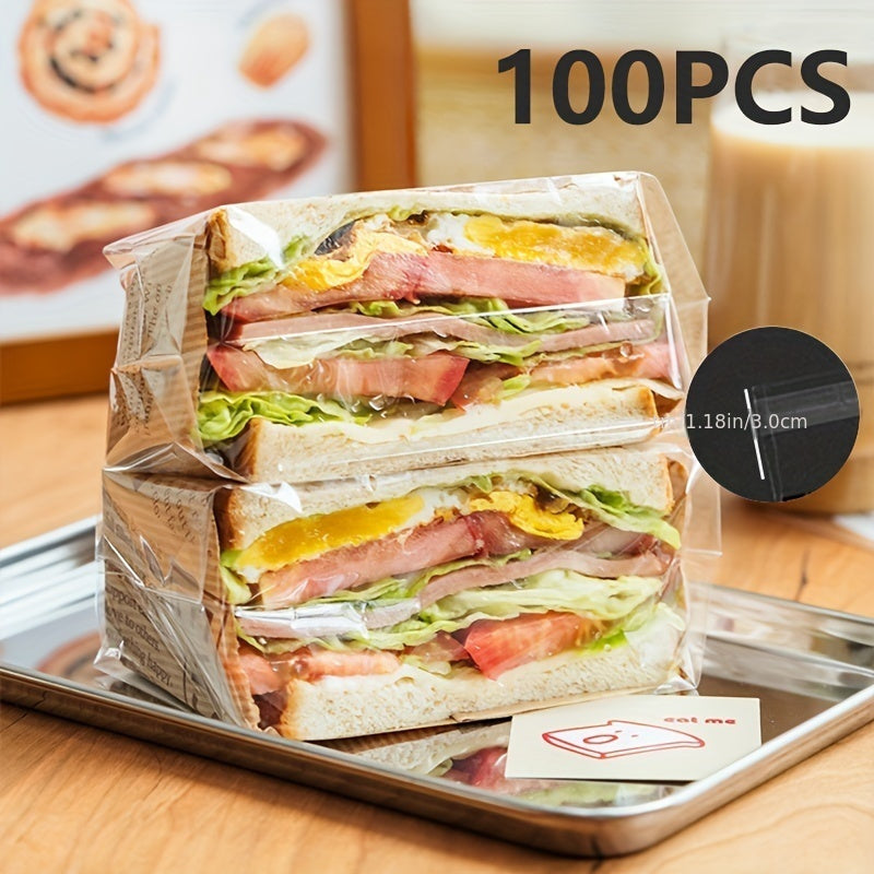 50/100 piezas de bolsas de plástico transparentes y resellables de grado alimentario para sándwiches, para almacenamiento de alimentos