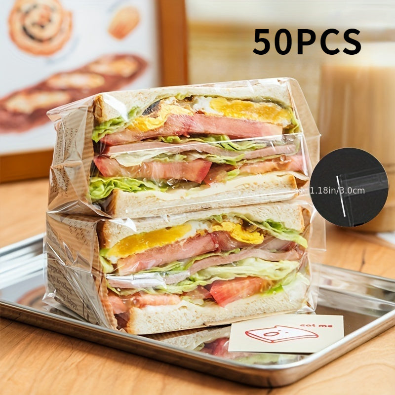 50/100 piezas de bolsas de plástico transparentes y resellables de grado alimentario para sándwiches, para almacenamiento de alimentos