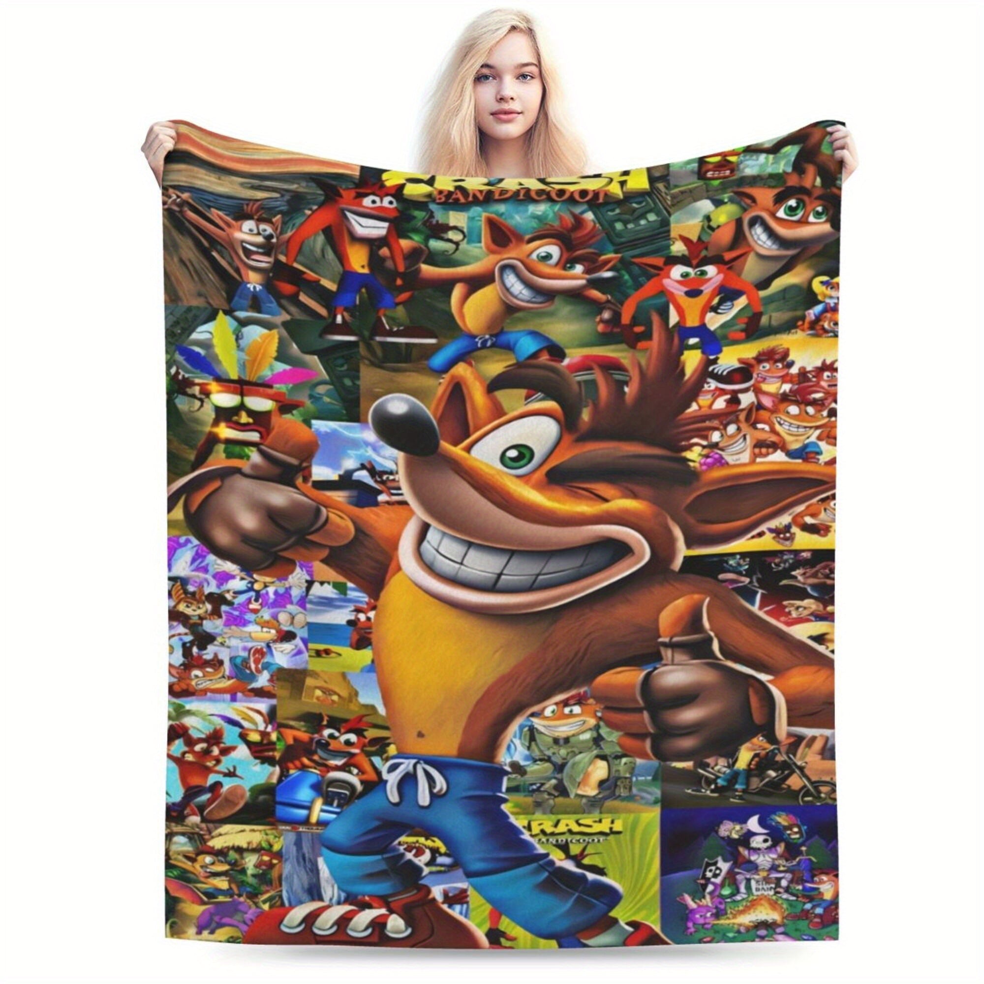 Anime Crash Bandicoot Flannel Throw Blanket Soft Warm Lightweight Polyester Non-Woven Fabric